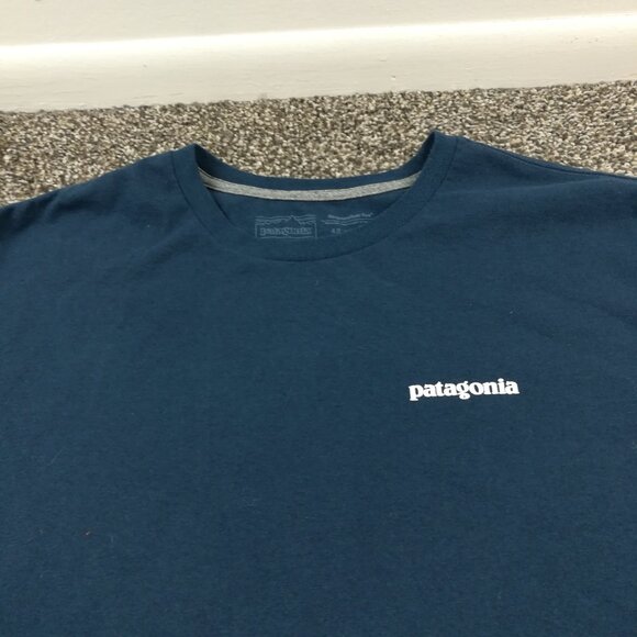 Patagonia Shirt Mens 2XL Blue Logo Responsibili Tee Crew Neck Pullover Gorpcore - Picture 4 of 7